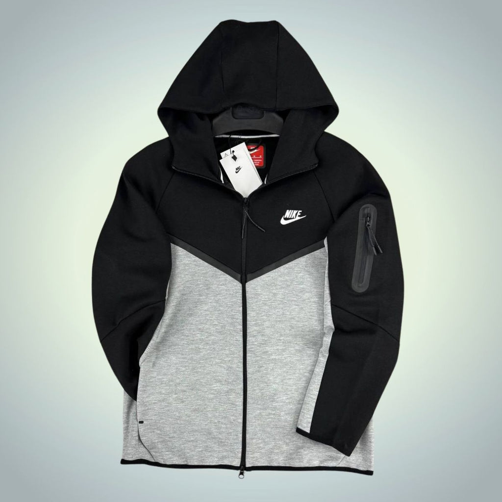 Nike férfi Tech Fleece pulóver, fekete – klasszikus szürke. Model 2024. Prémium minőség