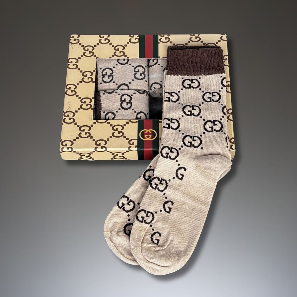 Gucci 4 darabos férfi zokni szett, 40-45. Bézs színű. Prémium minőség