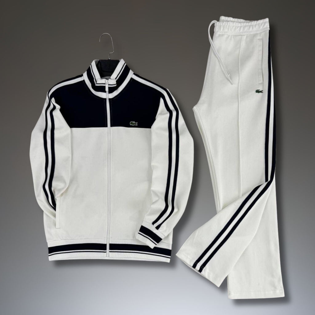 Lacoste férfi tréningruha, fehér-fekete, 2026-os modell, prémium minőség