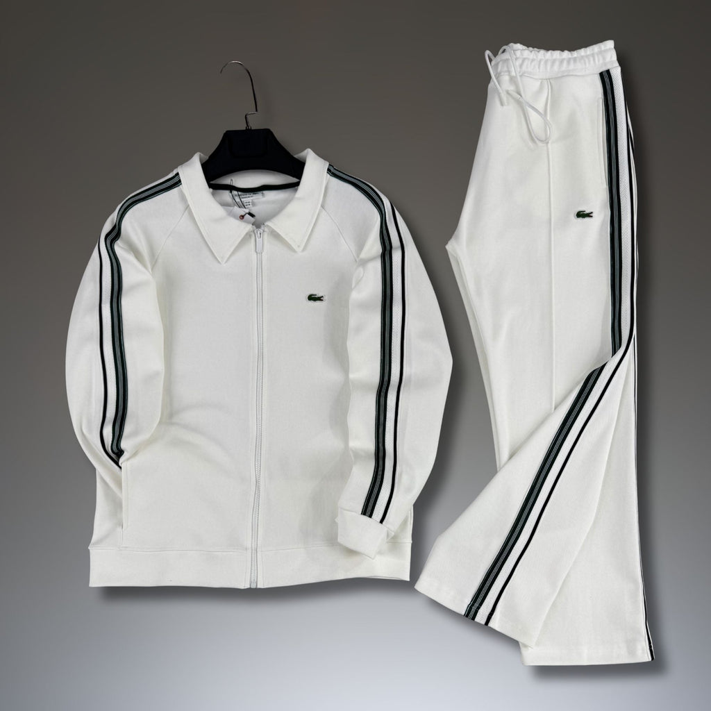 Lacoste férfi tréningruha, fehér, csíkkal, 2026-os modell, prémium minőség