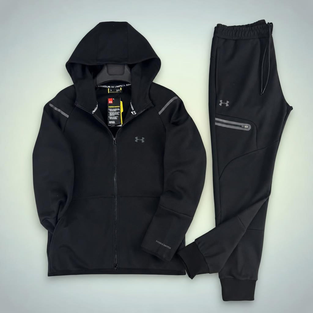 Under Armour férfi melegítő szett fényvisszaverő elemekkel, fekete. Prémium minőség