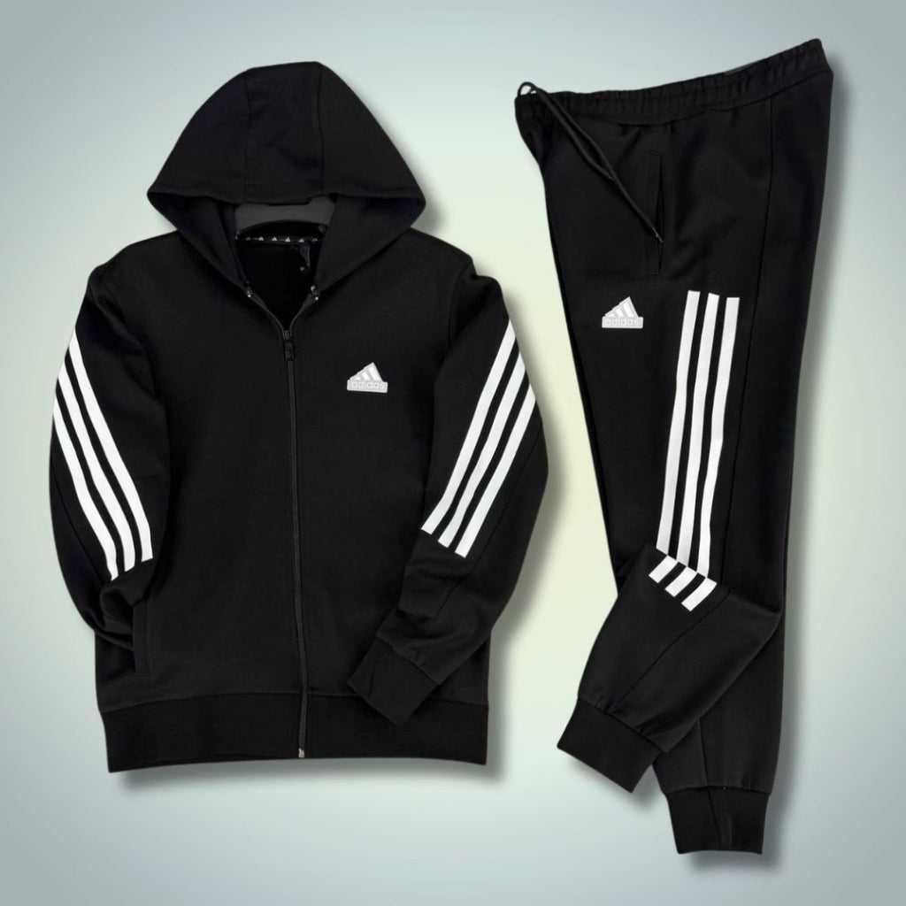 Adidas férfi melegítő 2025, függőleges csíkos, fekete. Prémium minőség