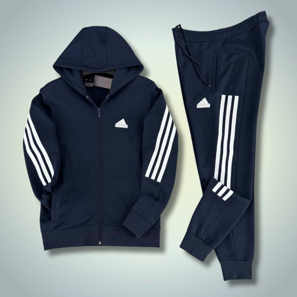 Adidas férfi melegítő 2025, függőleges csíkos, sötétkék. Prémium minőség