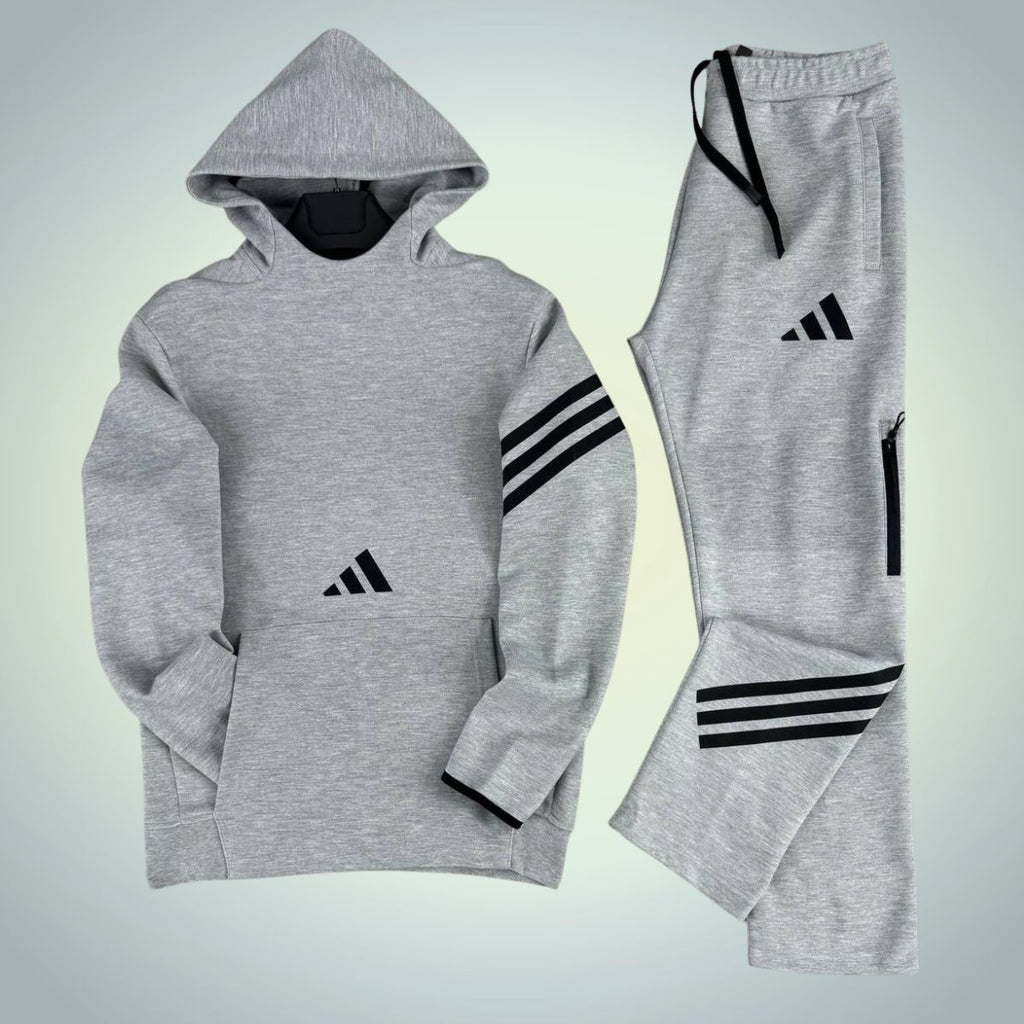 Adidas férfi melegítő kapucnival, klasszikus szürke. Prémium minőség