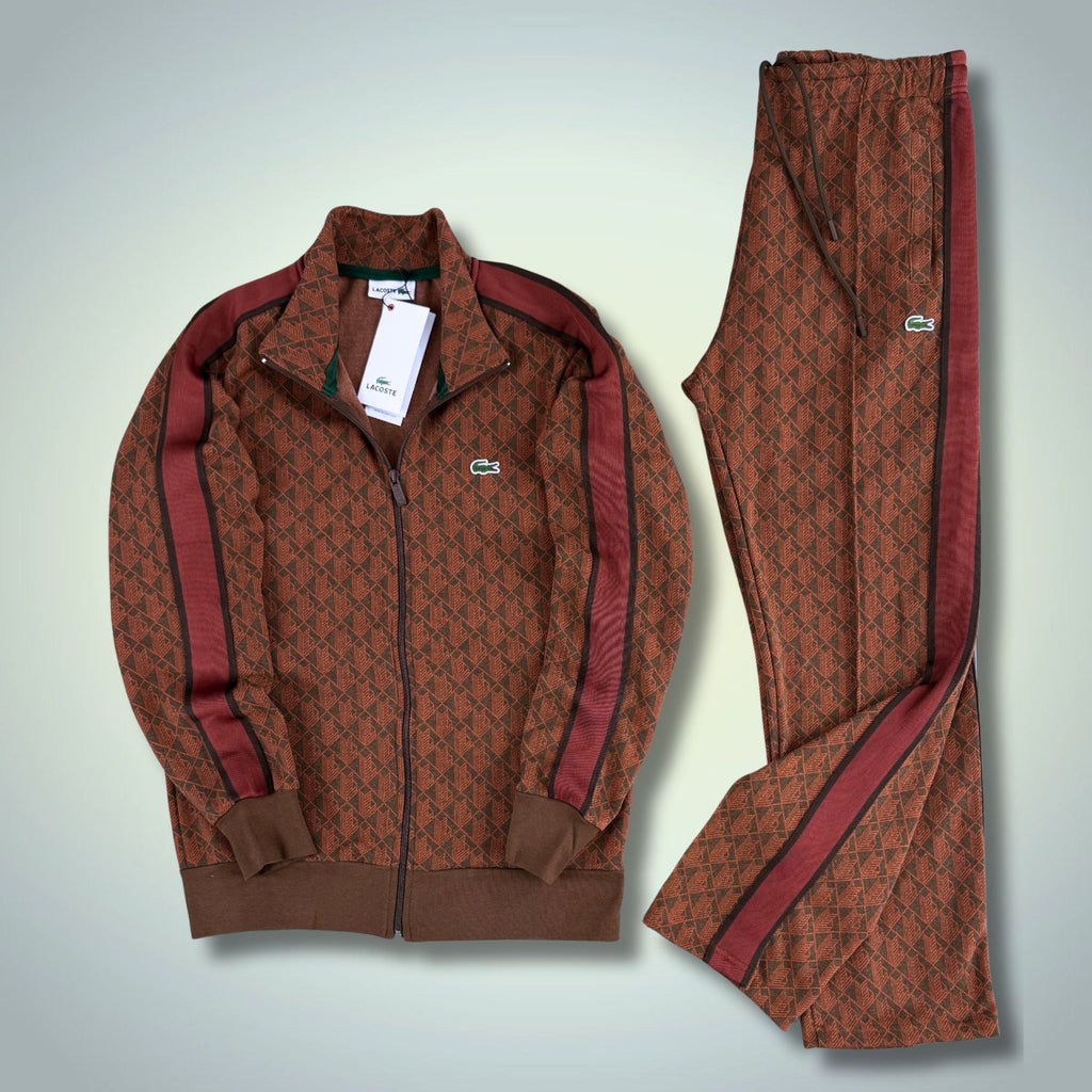 Lacoste férfi melegítő, Jacquard Monogram, barna. Model 2025. Prémium minőség