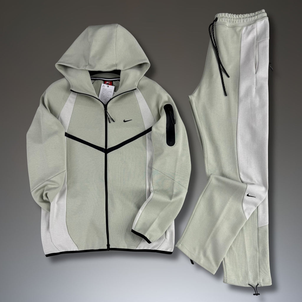 Nike Tech Fleece férfi tréningruha, világoszöld-fehér, 2026-os modell, prémium minőség