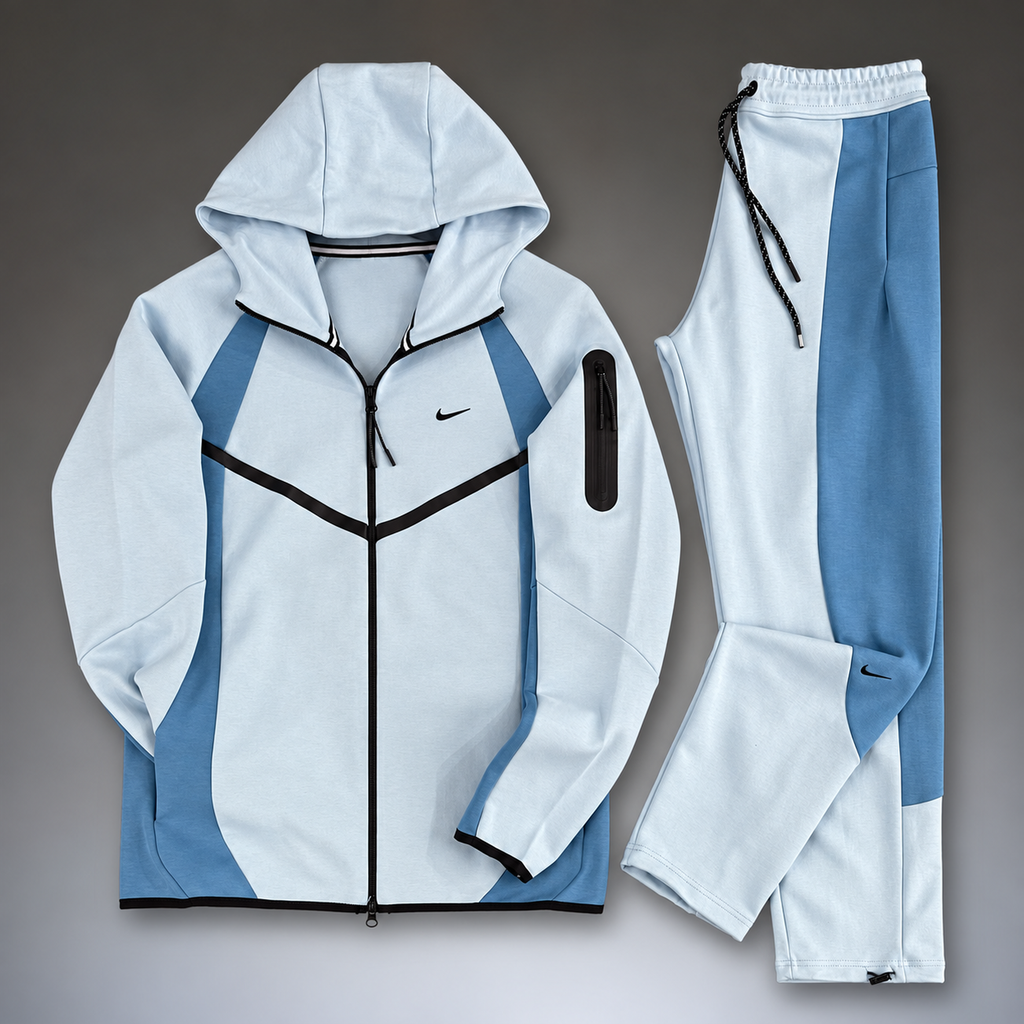 Nike Tech Fleece férfi melegítő szett, világoskék - kék. 2026-os modell. Prémium minőség
