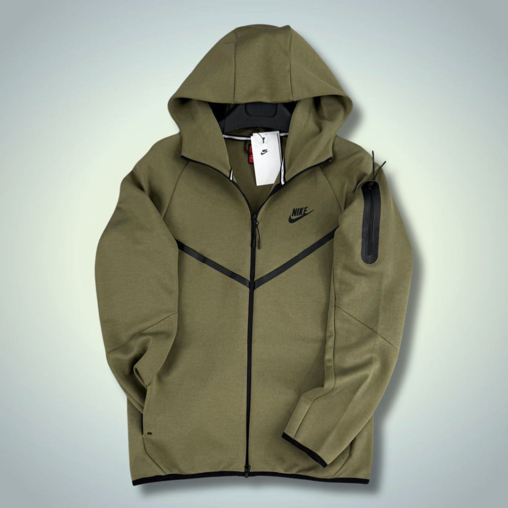 Nike Tech Fleece férfi pulóver, olíva zöld. 2024-es modell. Prémium minőség
