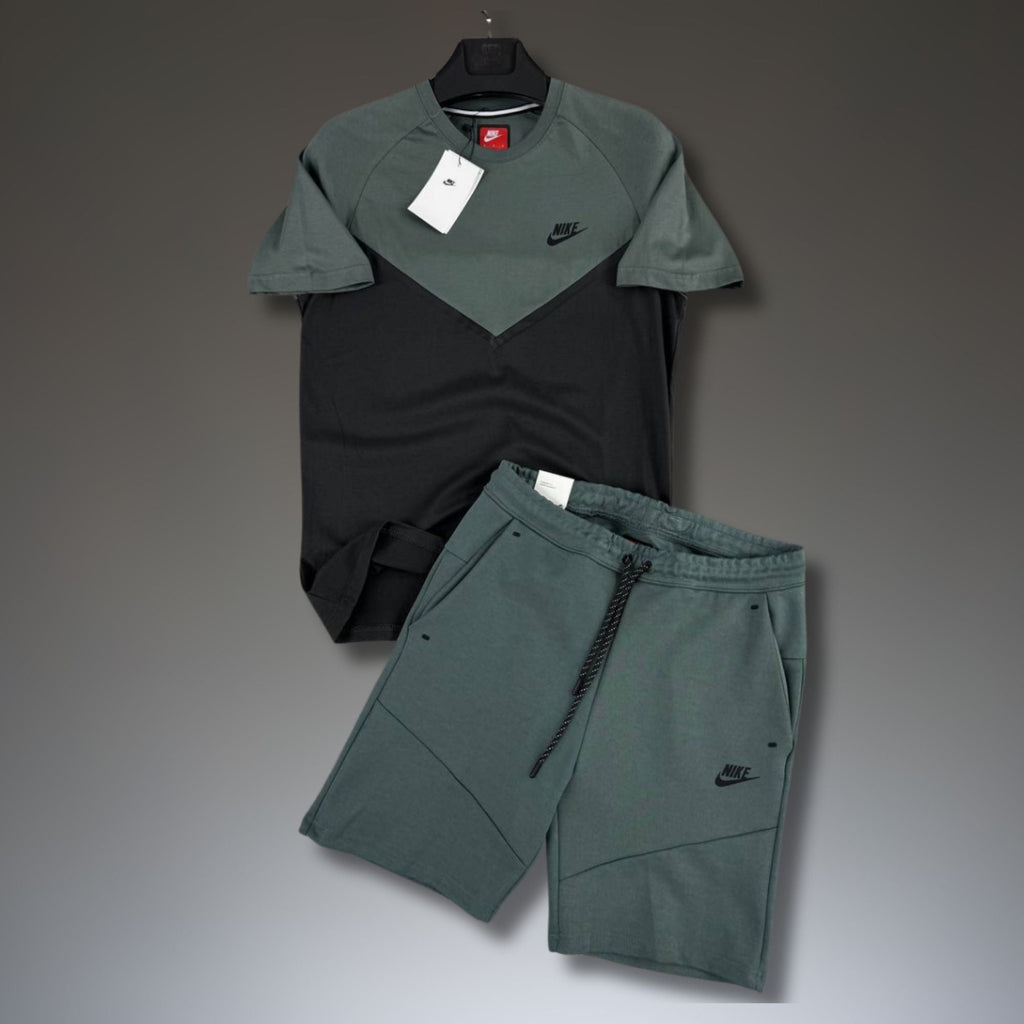 Nike Tech Fleece férfi rövid melegítő szett, zöld-fekete. Prémium minőség