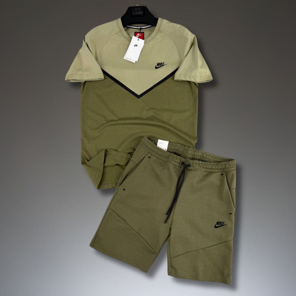 Nike Tech Fleece férfi rövid melegítő szett, világoszöld-olívazöld. Prémium minőség