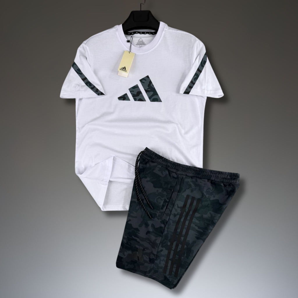 Adidas Z.N.E. férfi rövid sportos szett, kamuflázs minta, fehér-szürke. Prémium minőség