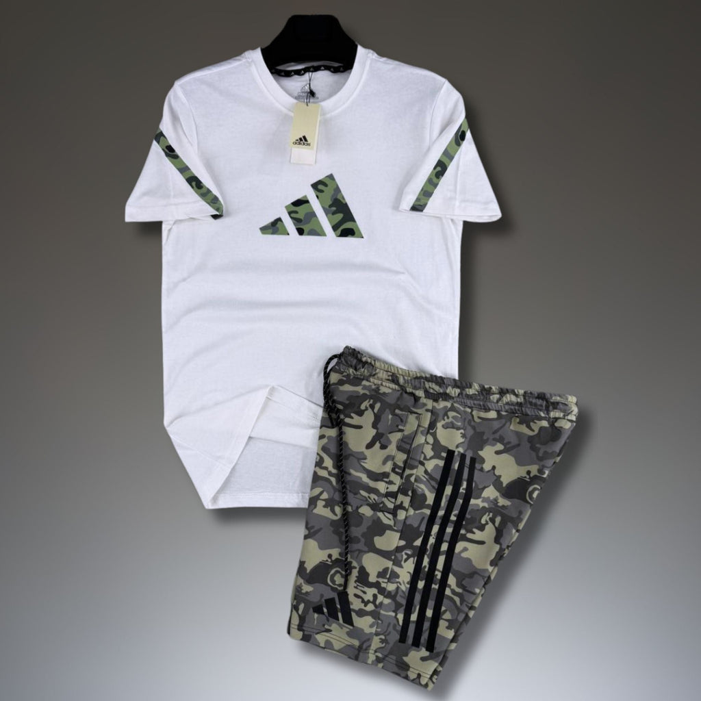 Adidas Z.N.E. férfi rövid sportos szett, kamuflázs minta, fehér-zöld. Prémium minőség