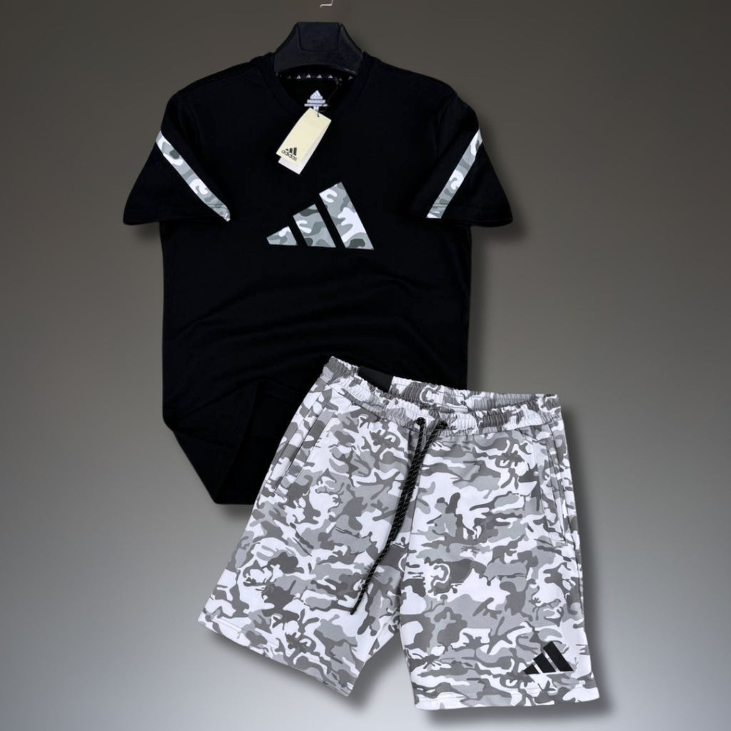 Adidas Z.N.E. férfi rövid sportos szett, kamuflázs minta, fekete-fehér. Prémium minőség