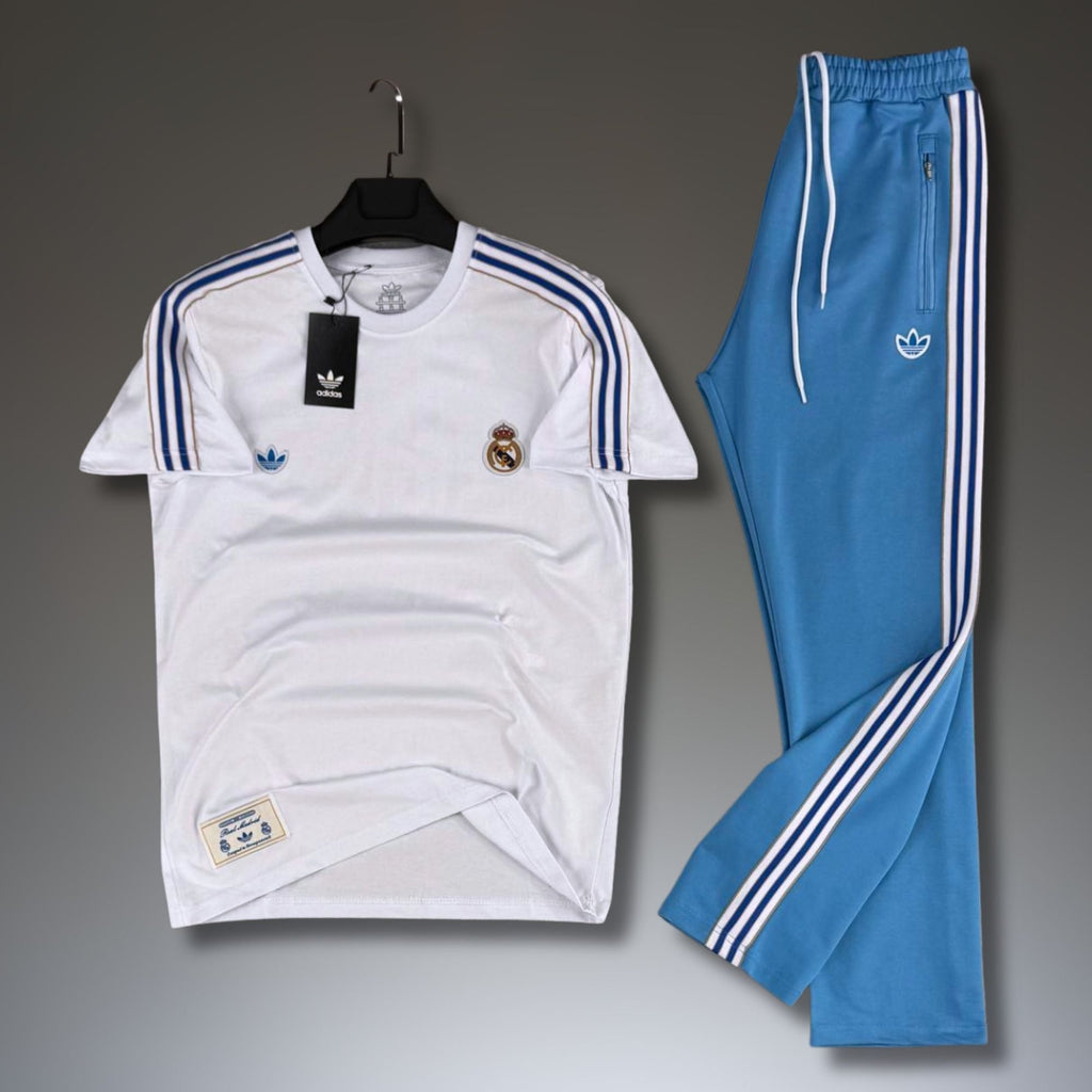 Adidas férfi nyári sportos szett, fehér-kék. Real Madrid. Prémium minőség