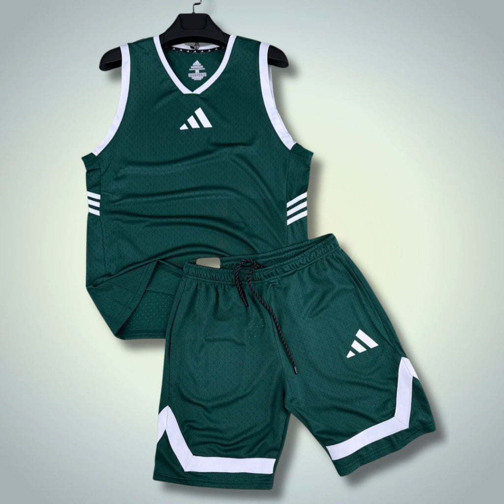 Adidas férfi rövid sportos szett trikóval, zöld. Dri-Fit. Prémium minőség