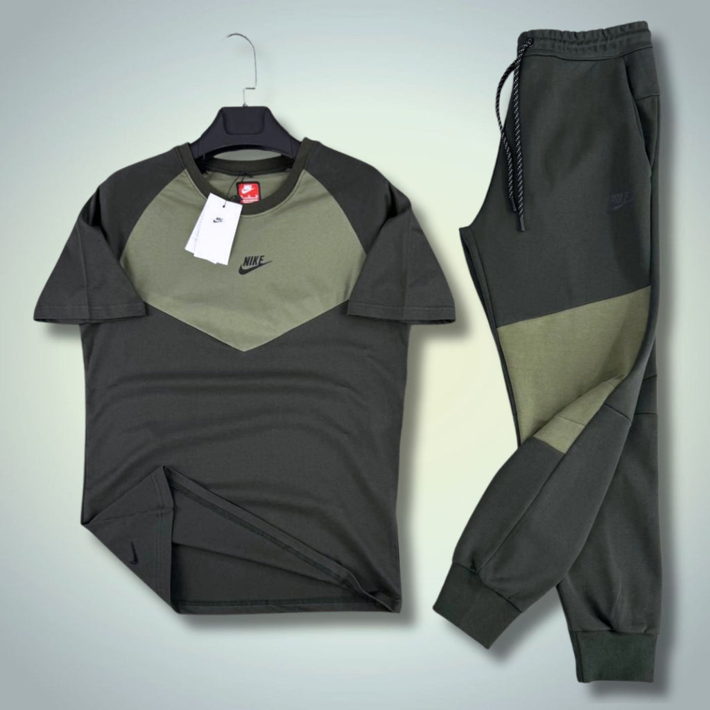 Nike Tech Fleece férfi nyári sportos szett, sötétzöld-olajzöld. 2026. Prémium minőség