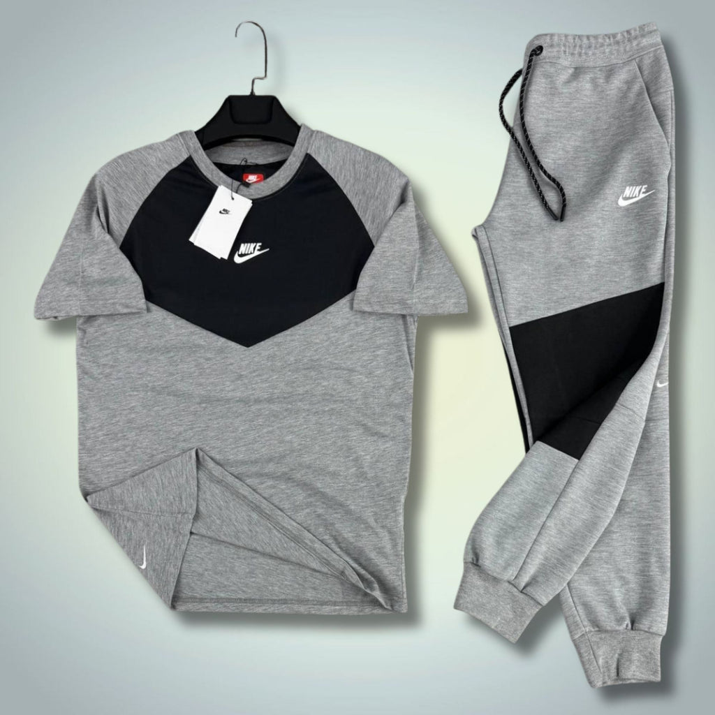Nike Tech Fleece férfi nyári sportos szett, klasszikus szürke-fekete. 2026. Prémium minőség