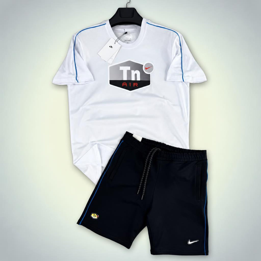 Nike TN Big Logo férfi rövid melegítő szett, fehér-fekete. Prémium minőség