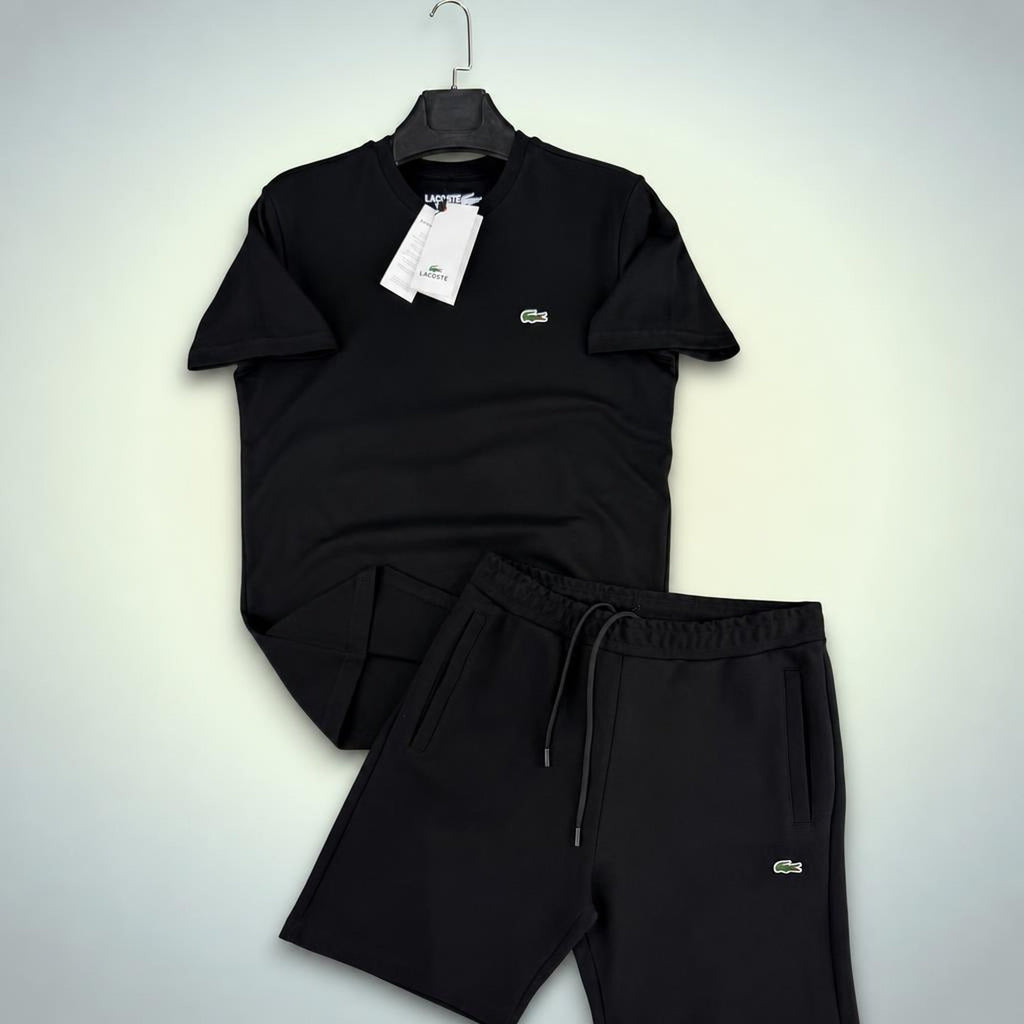 Lacoste Classic férfi rövid melegítő szett, fehér szürkével. Prémium minőség