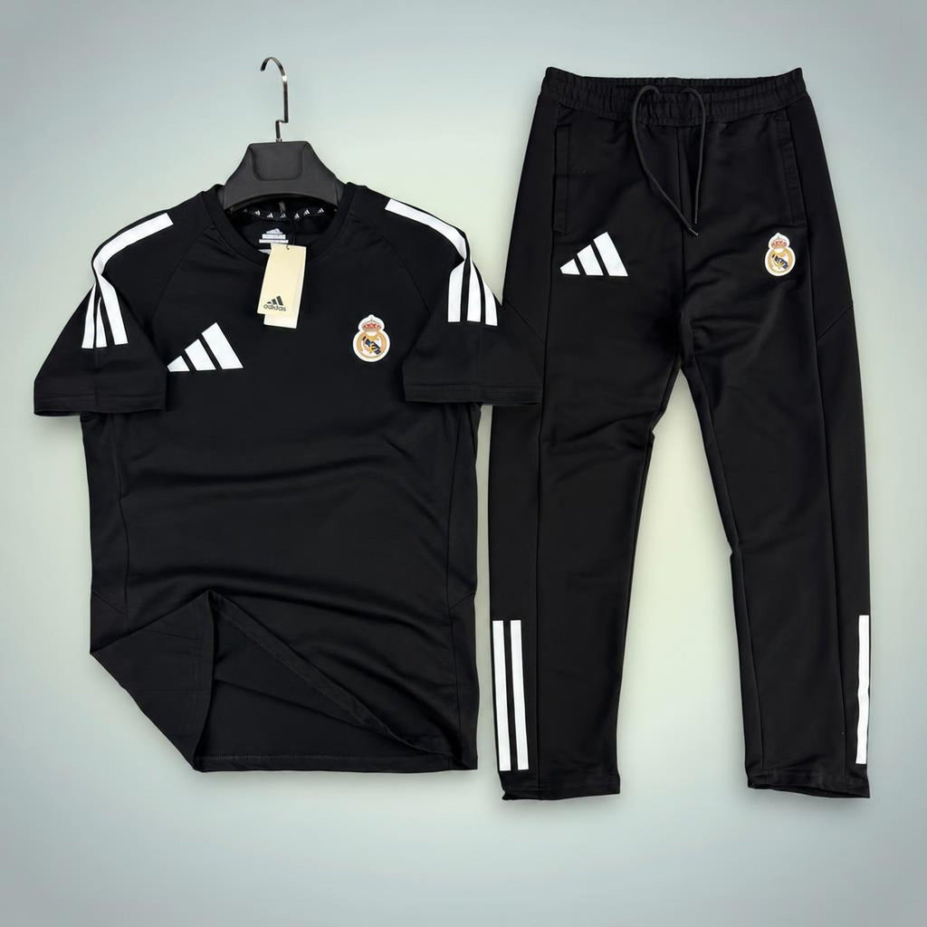 Adidas Real Madrid férfi nyári szabadidőruha, fehér szürkével. Prémium minőség