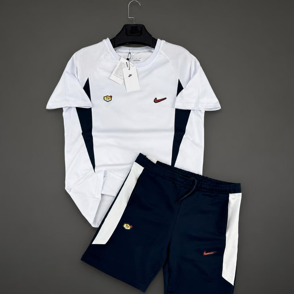 Nike TN férfi rövid melegítő szett, fehér-sötétkék. Prémium minőség