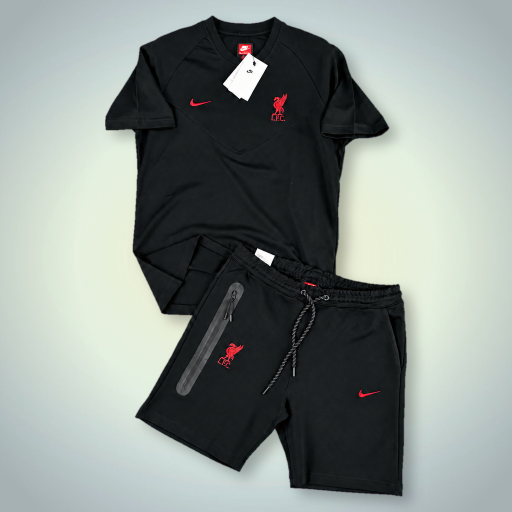 Nike Tech Fleece Liverpool férfi szett rövidnadrággal, fekete. Prémium minőség