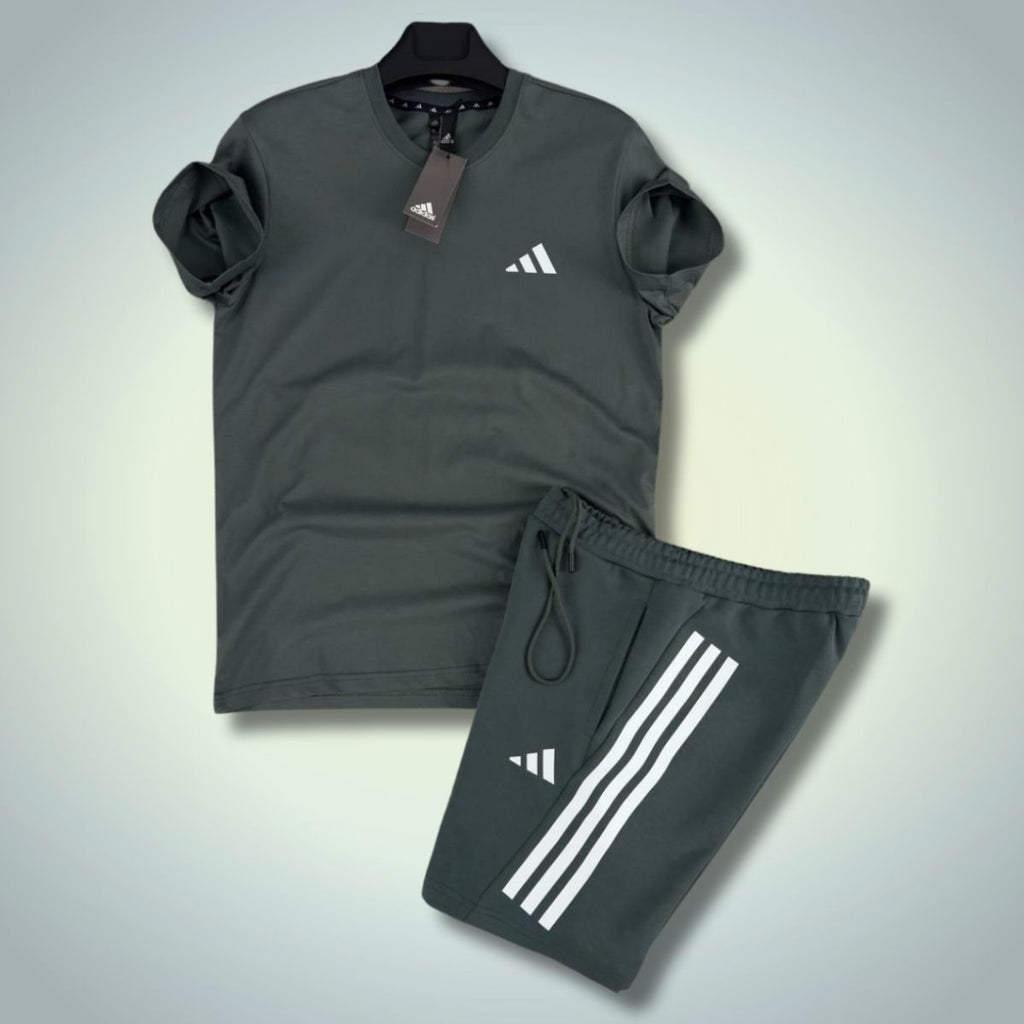 Adidas férfi szett rövidnadrággal, Basic, sötétszürke. Prémium minőség