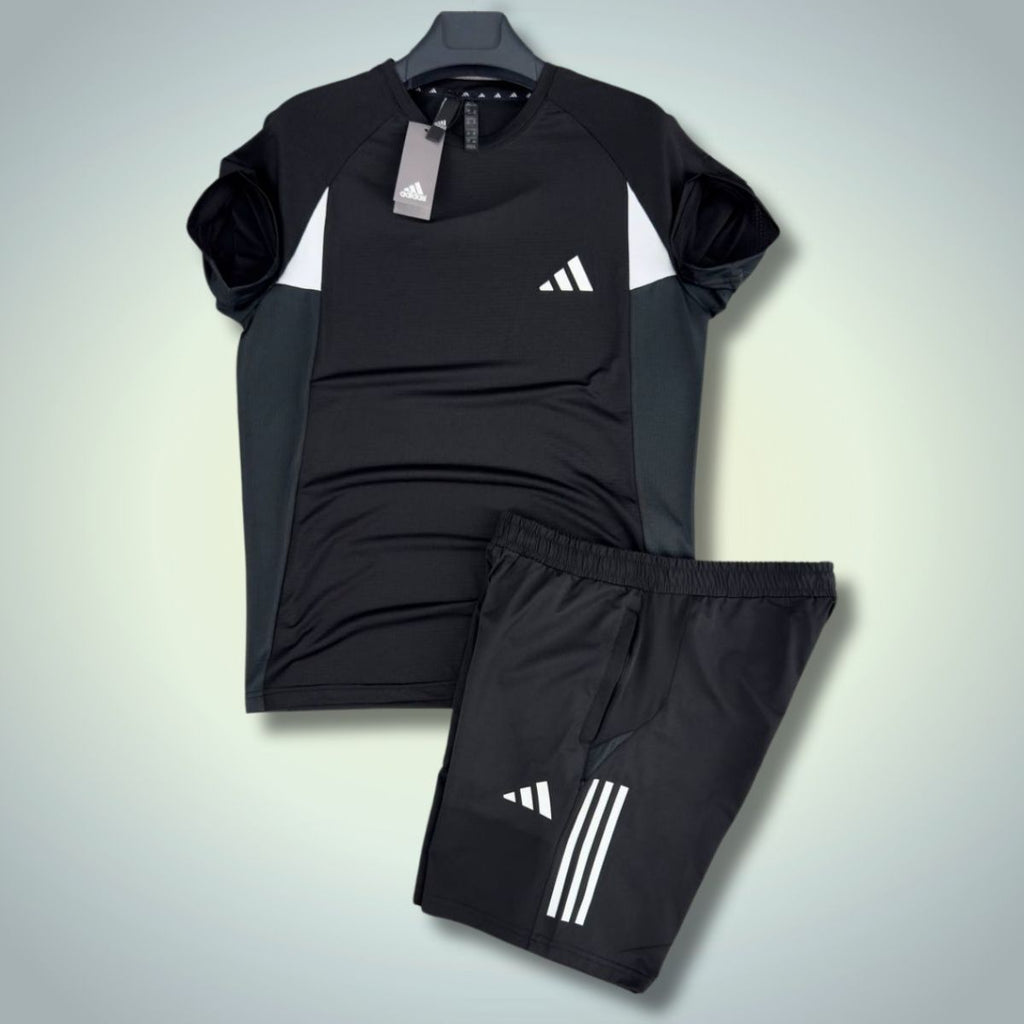 Adidas férfi sport szett rövidnadrággal, fekete. Prémium minőség