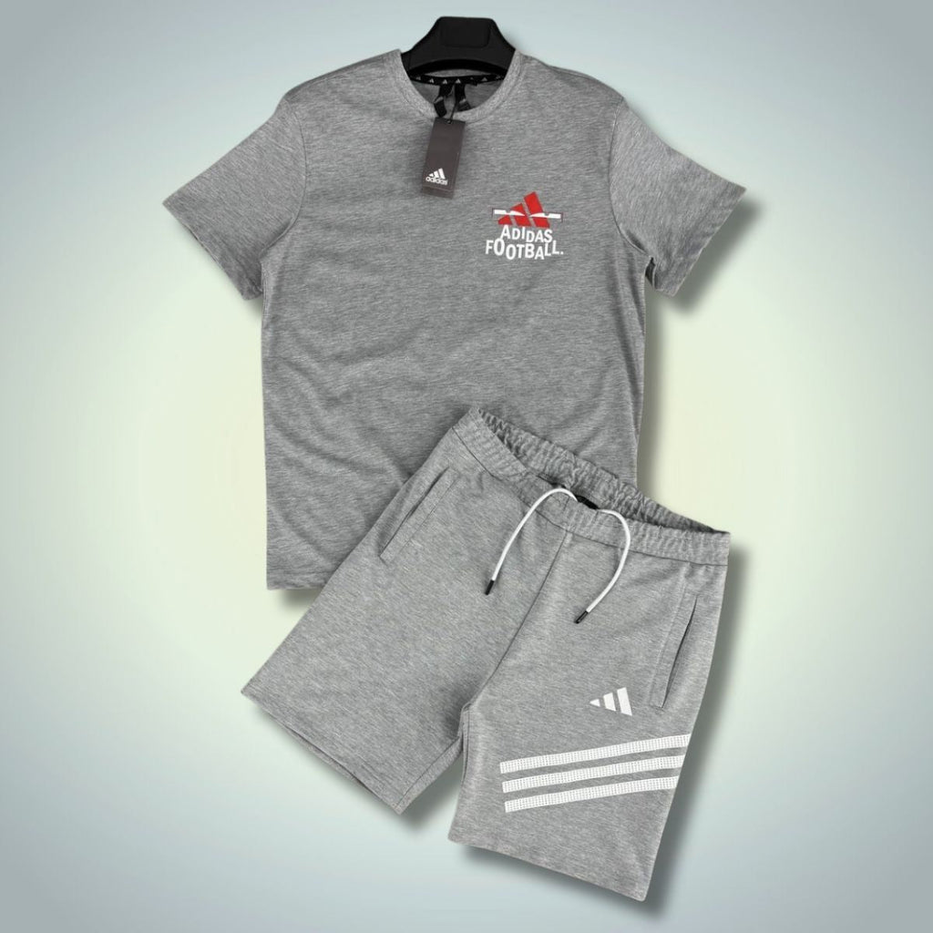 Adidas férfi szett rövidnadrággal, Football, klasszikus szürke. Prémium minőség