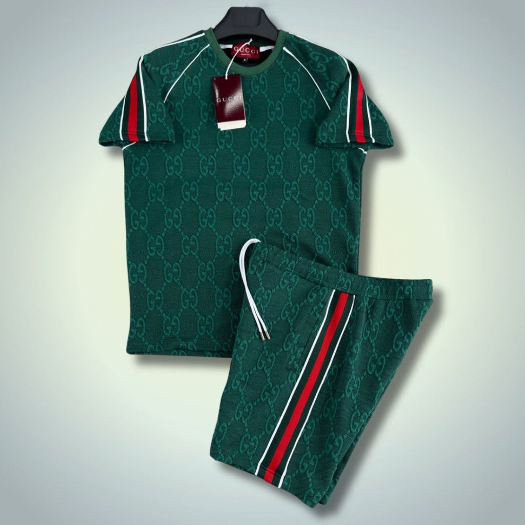 Gucci férfi szett rövidnadrággal, zöld. Prémium minőség