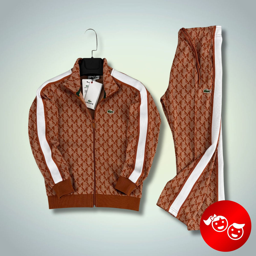 Lacoste gyerek melegítő, Jacquard Monogram, bézs. Model 2025. Prémium minőség