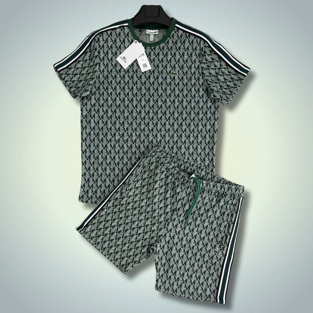 Lacoste férfi szett rövidnadrággal, Jacquard, zöld. Prémium minőség
