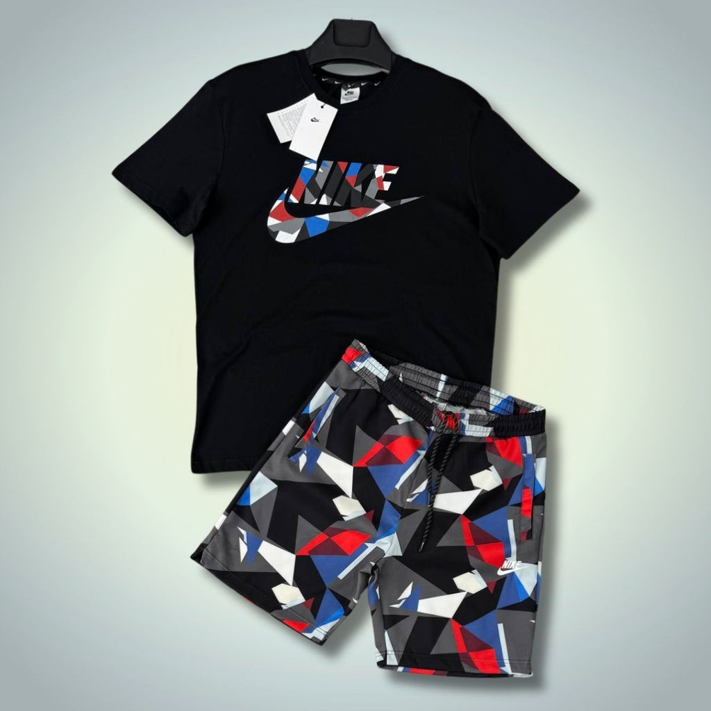 Nike férfi szett rövidnadrággal, színes kamuflázs, fekete. Prémium minőség