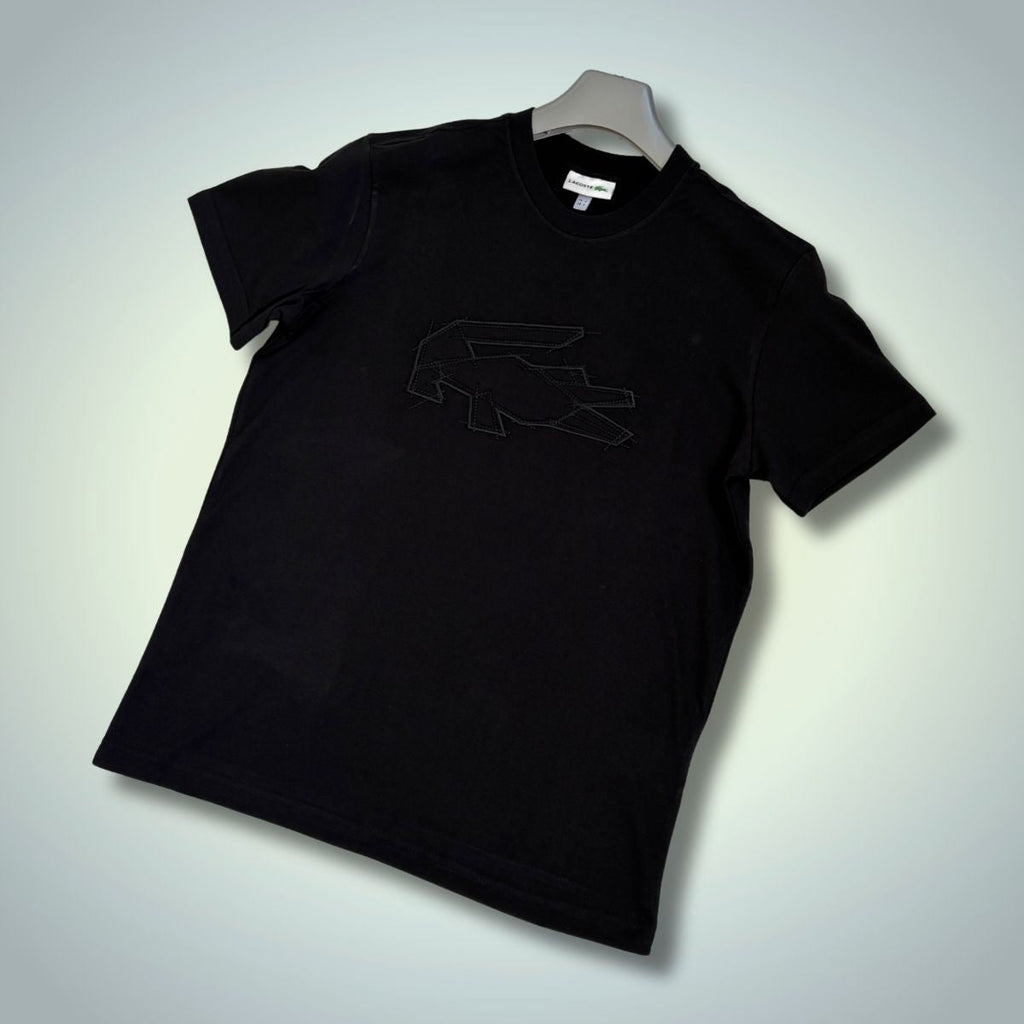 Lacoste férfi póló, vázlatos logó, fekete. Prémium minőségű