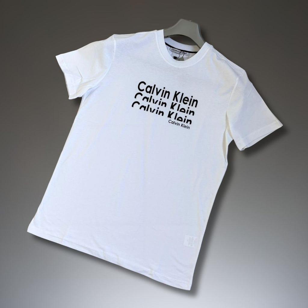 Calvin Klein férfi póló, vágott logókkal, fehér. Prémium minőségű
