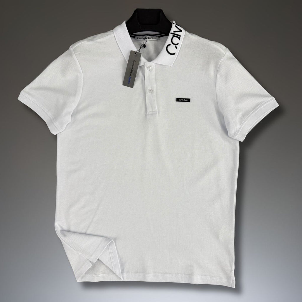 Calvin Klein férfi pólóing, logó a galléron, fehér. Prémium minőségű