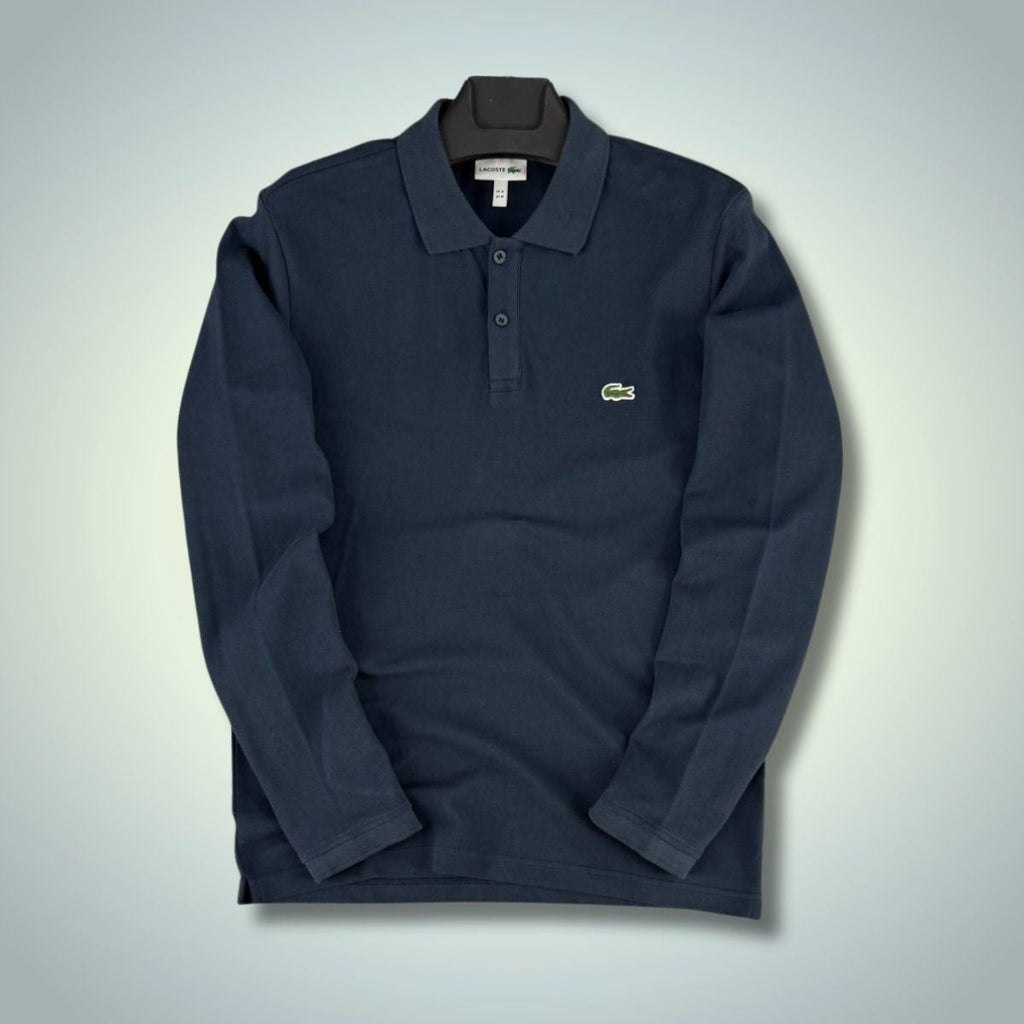 Lacoste férfi hosszú ujjú galléros póló, sötétkék. Prémium minőség