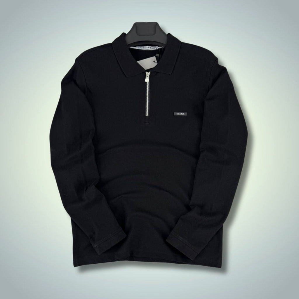 Calvin Klein férfi hosszú ujjú galléros póló, fekete. Prémium minőség