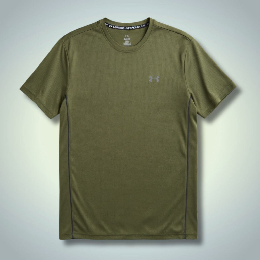 Férfi zöld póló Under Armour, nagy logó a hátán. Prémium minőség