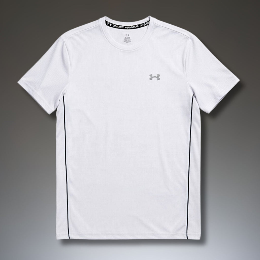 Férfi fehér póló Under Armour, nagy logó a hátán. Prémium minőség