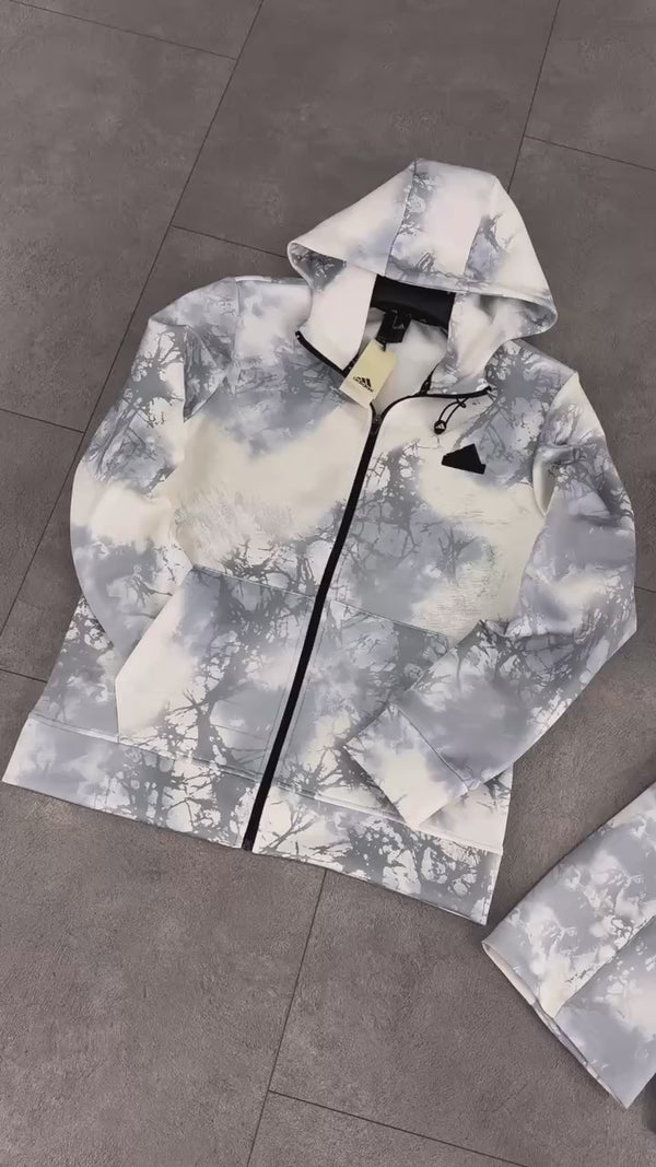 Adidas férfi melegítő 2025, elmosódott minta, fehér - szürke. Prémium minőség